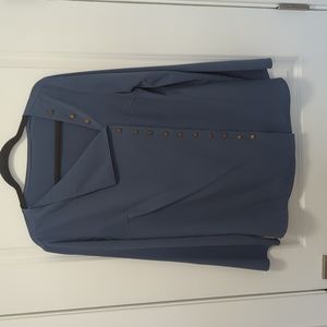 Blue asymmetrical button up